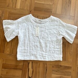 NWT viola borghi  sz M White Linen Short Sleeve Top made in Italy